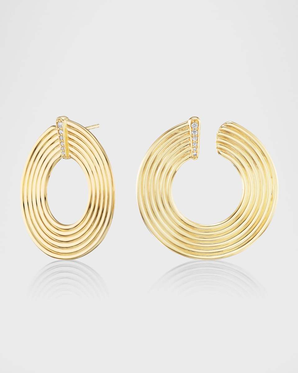 18K Yellow Gold Circle Diamond Earrings
